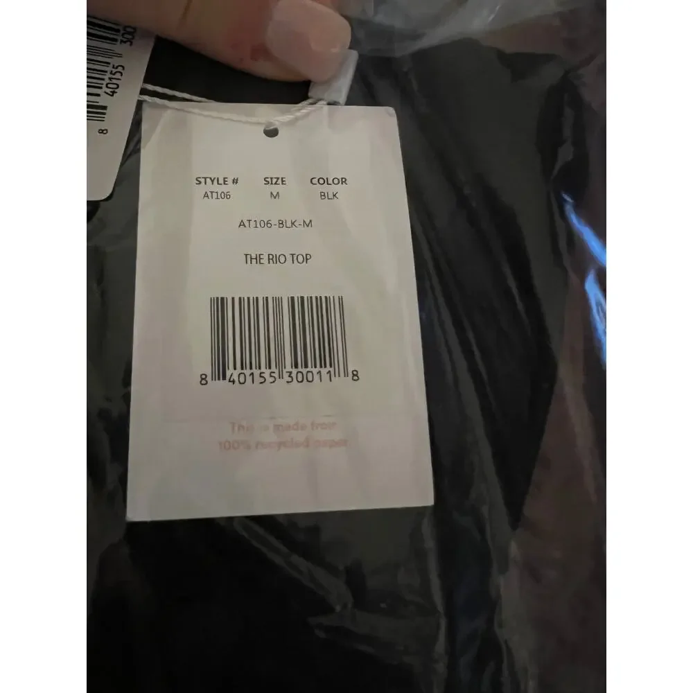 NWT Andie The Rio Top Flat Convertible Bikini Top Black Size M